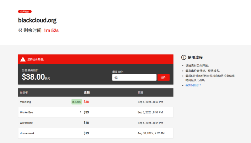 Blackcloud.org精彩的域名竞价-NameSeek论坛
