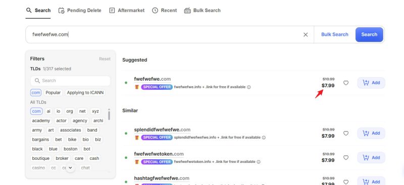 7.99美元注册.com域名-NameSeek论坛